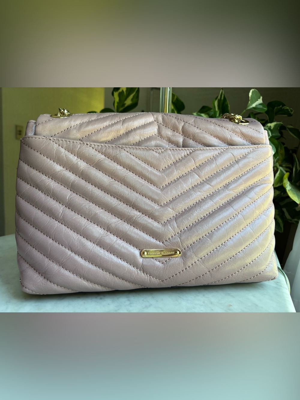 Rebecca Minkoff Edie Flap Quilted Blush Pink Shoulder Bag with Gold Chain - Picture 2 of 10